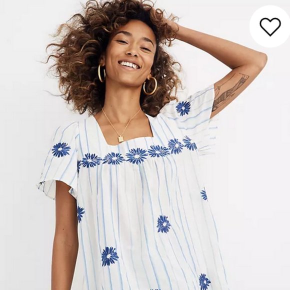Madewell Tops - Madewell Floral Embroidered Butterfly Top (L)
